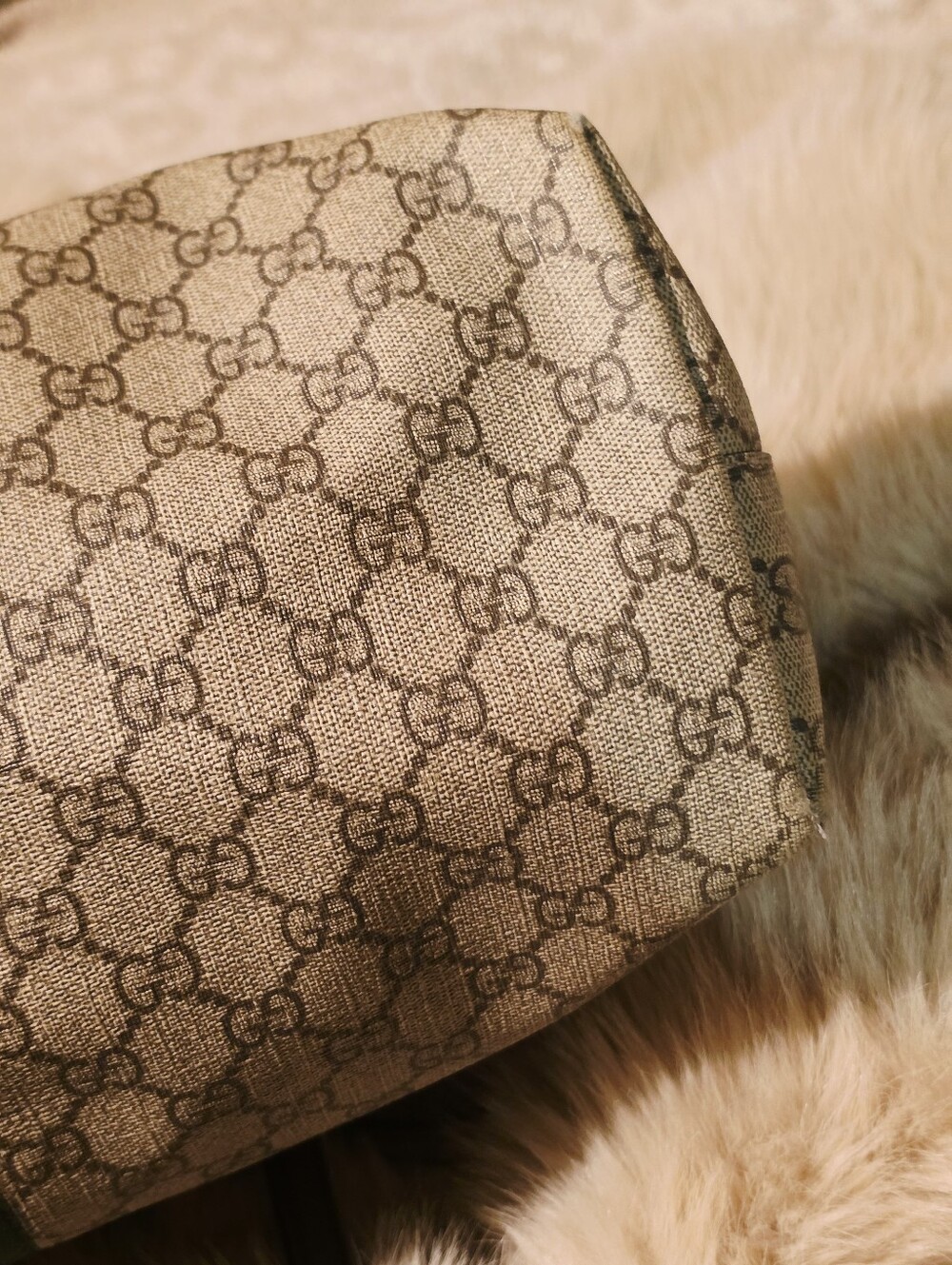 Gucci Ophidia Beige GG Canvas Tote with Brown Trim and Green-Red Web - Picture 13 of 16